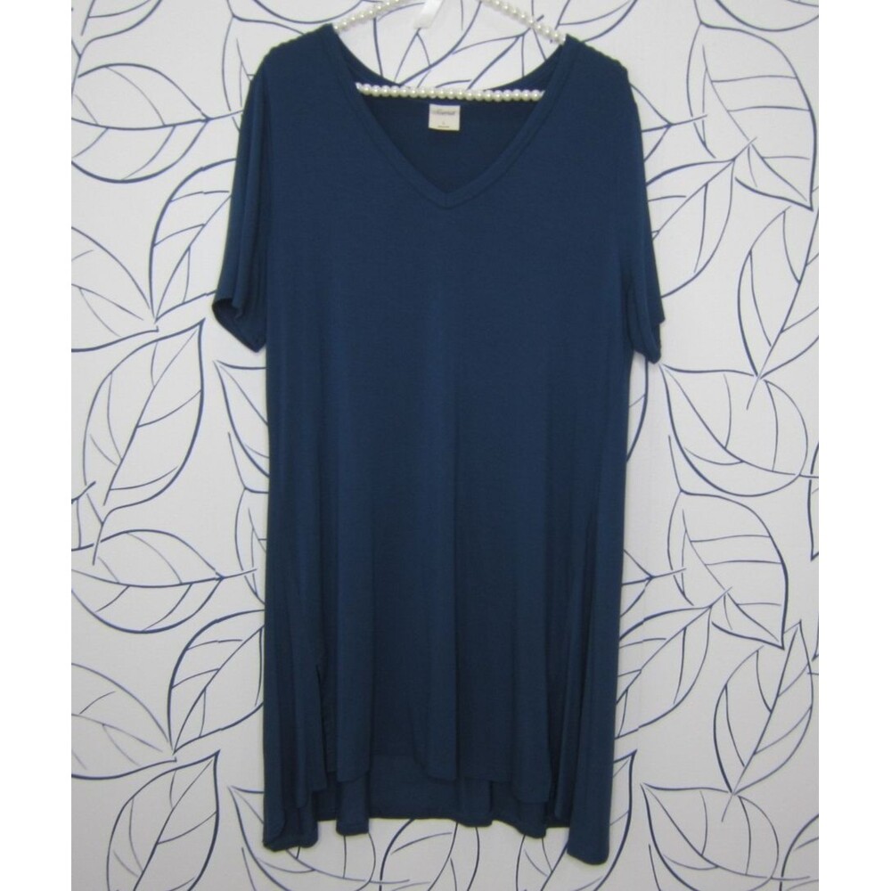 Soma Size L Cool Nights Blue V-Neck Short Sleeve Sleepshirt